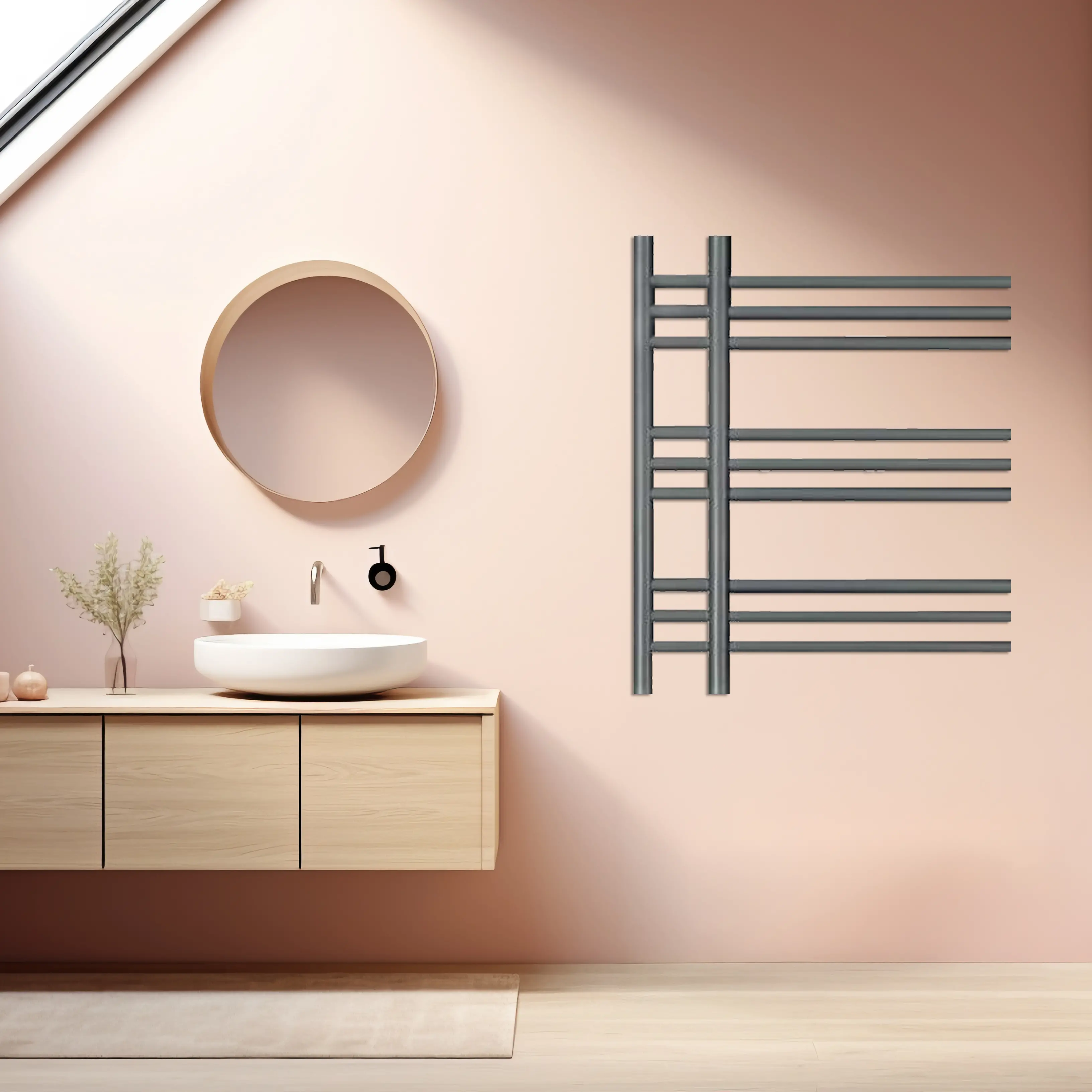 Anthracite Paris Single Designer Vertical Towel Radiator 1200mm x 500mm