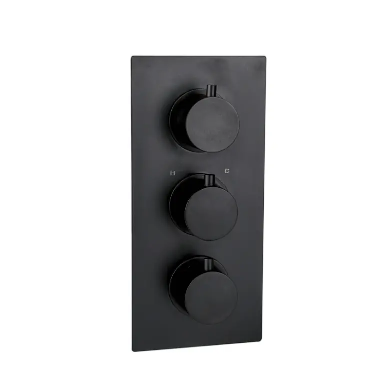 Treviso Thermostatic Concealed Shower Mixer Three Knobs Two Outlet Black Matt