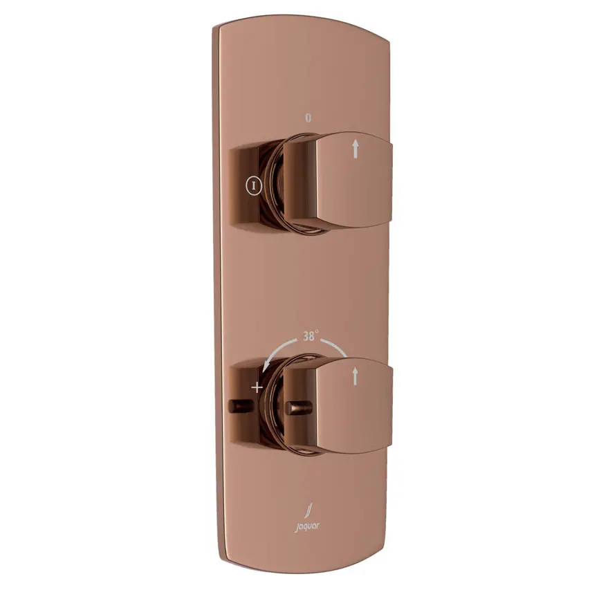 Jaquar Blush Gold PVD Kubix Aquamax 2 Outlet Thermostatic Shower Mixer