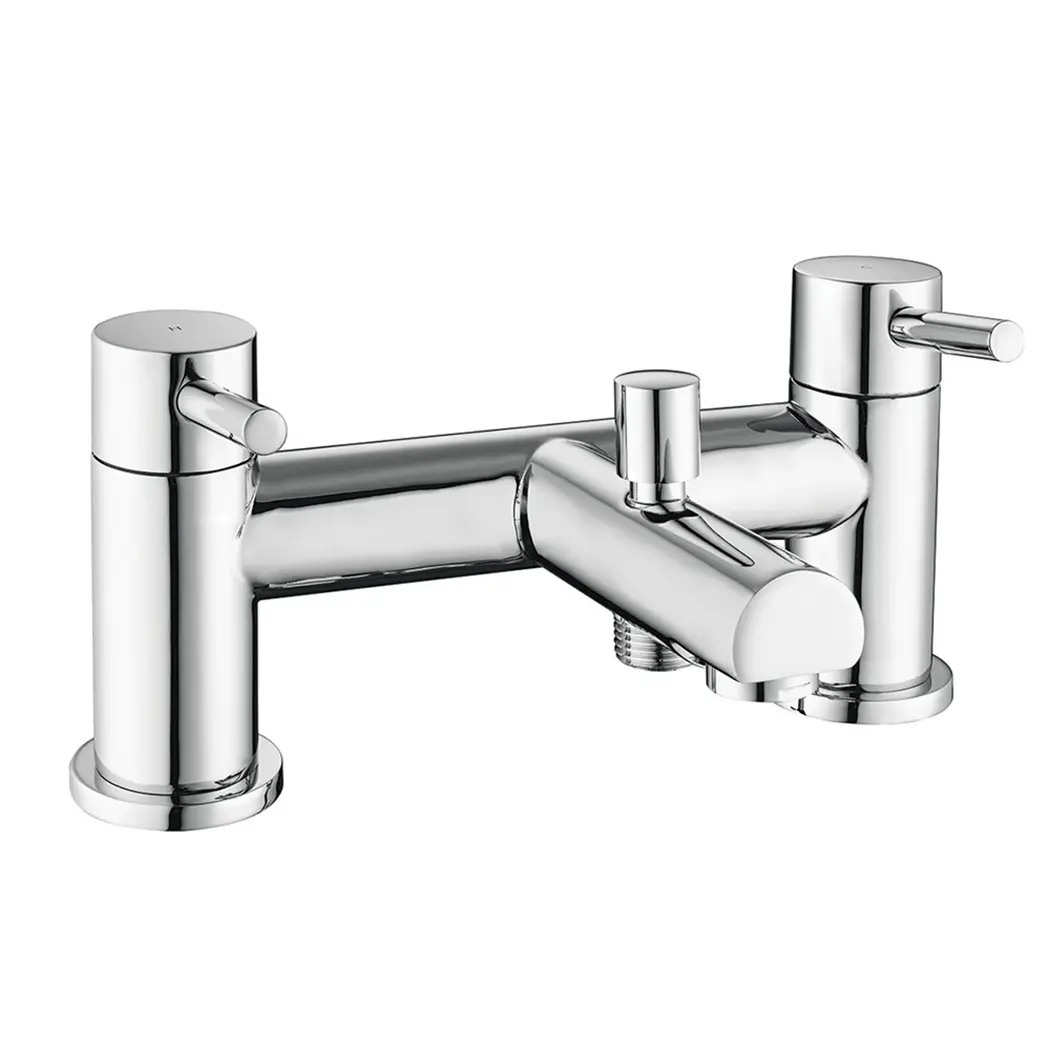 Lyon Dual Lever H Type Deck Mounted Bath Shower Mixer With Kit Chrome Plated