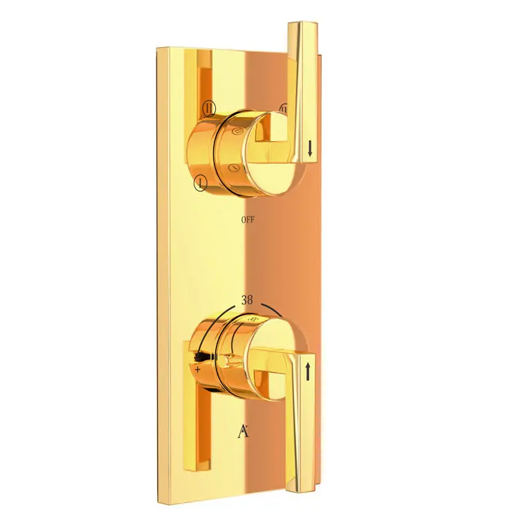 Artize Gold Bright PVD Linea Thermostatic shower valve with 4-way outlets