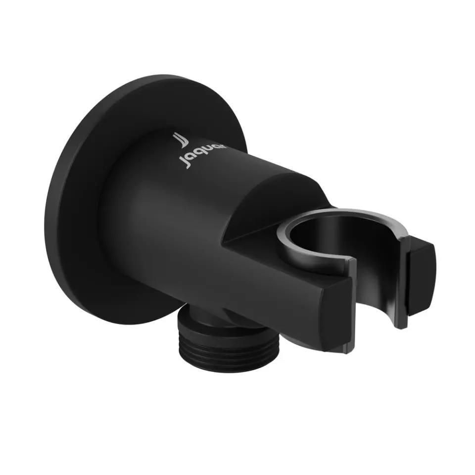 Jaquar Black Matt Round Wall Outlet with Handset Holder