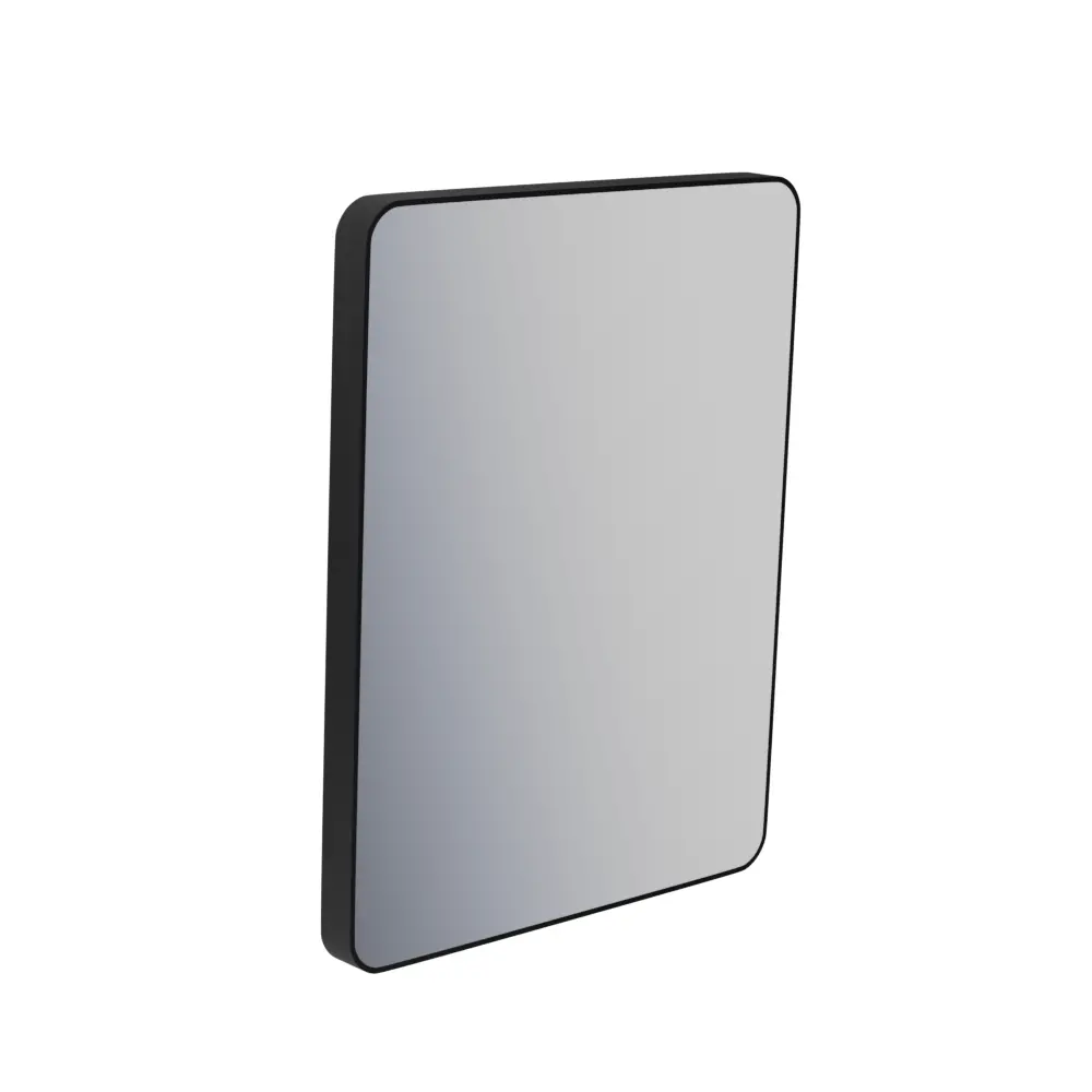 Frame Matt Black Bathroom rounded corner Mirror Rounded  500x600mm Image 0