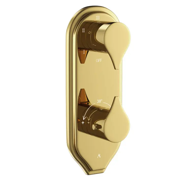 Artize Gold Bright PVD Tiaara Thermostatic shower valve with 5-way outlets