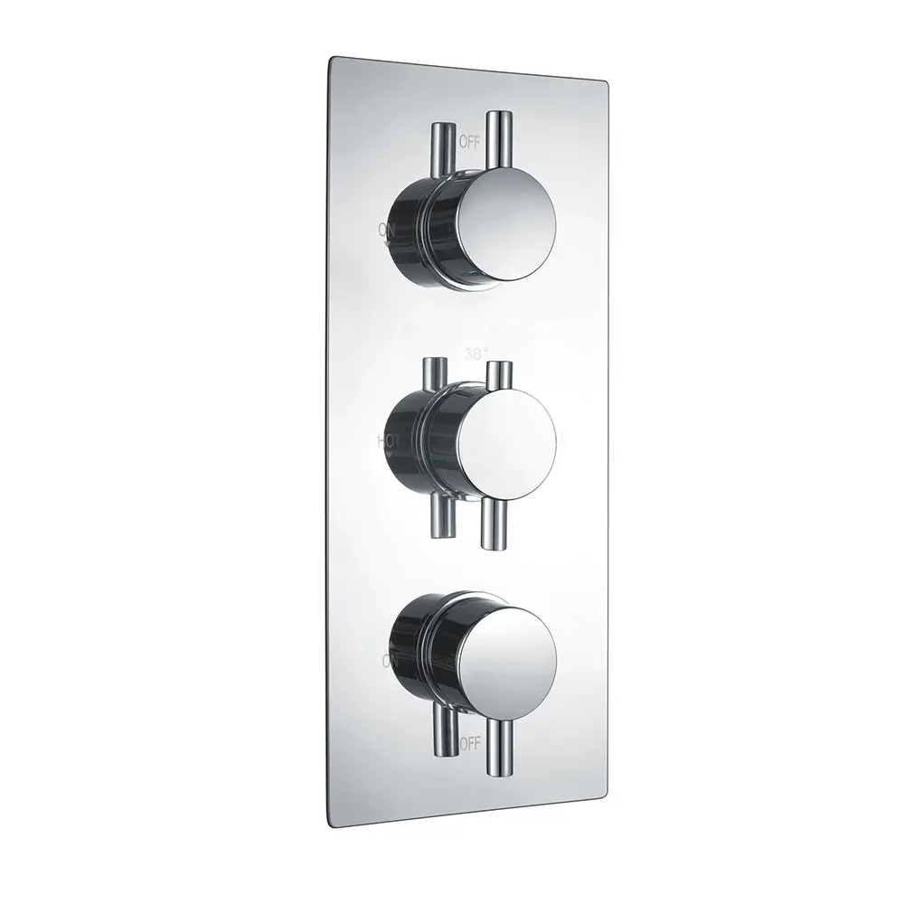 Treviso Thermostatic Concealed Shower Mixer Three Round Knobs Outlet Chrome Plated