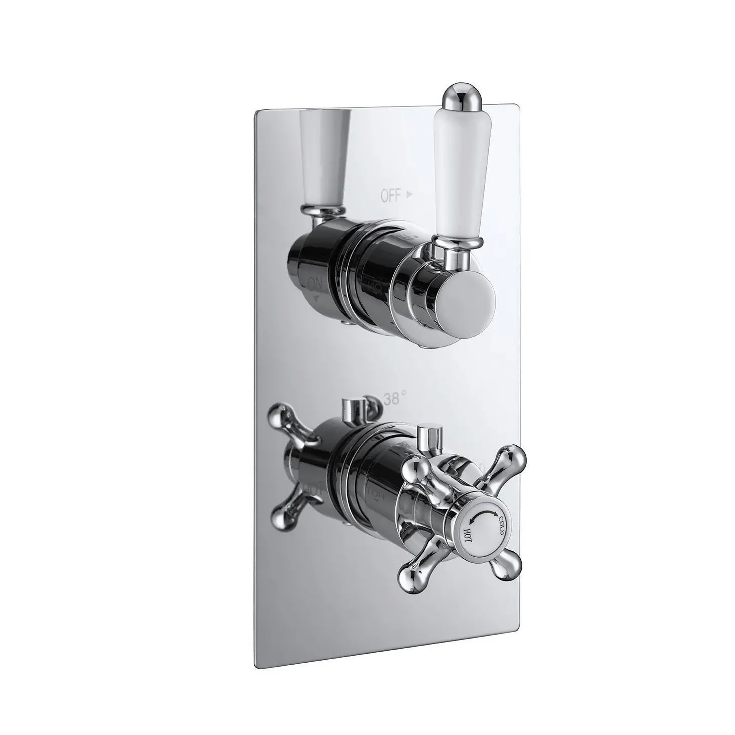 Traditional Thermostatic Concealed Shower Mixer Two Outlet handle & Knobs Chrome Plated