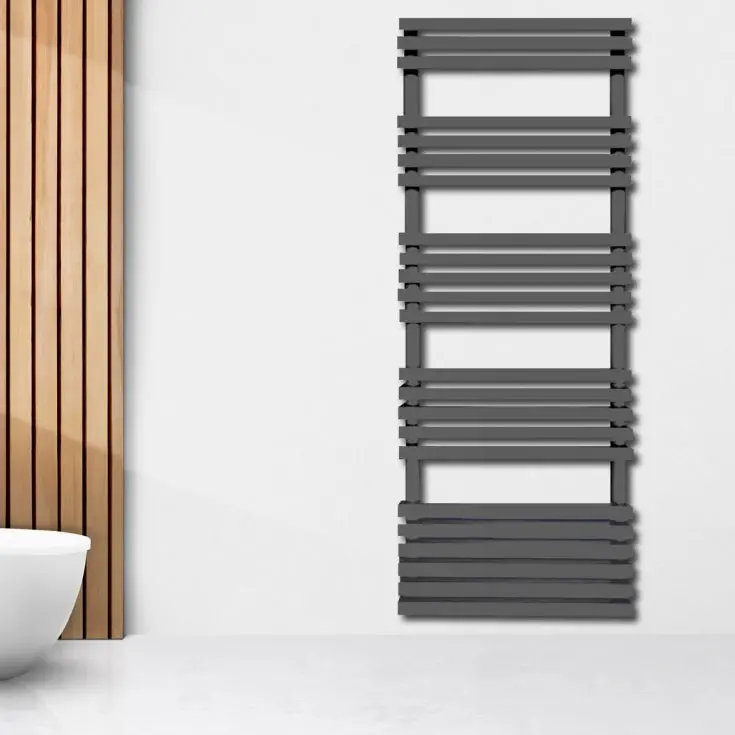 Anthracite York Single Designer Vertical Towel Radiator 1395mm x 500mm