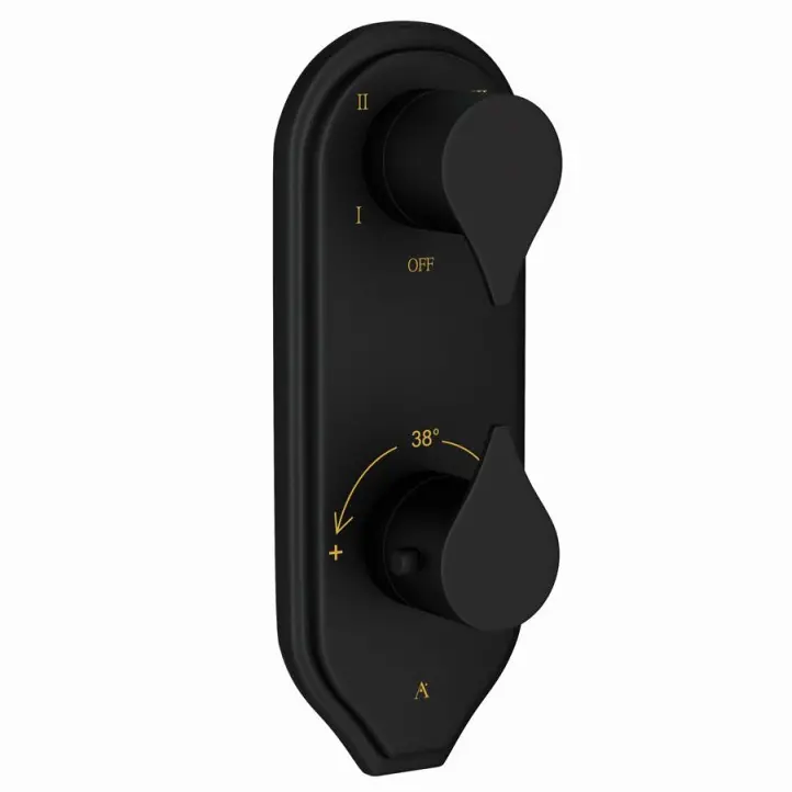 Artize Black Matt Tiaara Thermostatic shower valve with 4-way outlets
