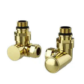 Corner Brushed Brass Manual Radiator Valves