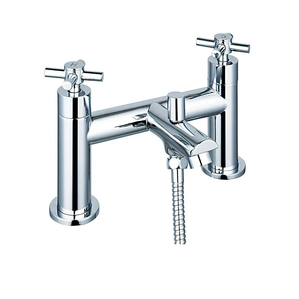 Lorient Dual Lever H Type Deck Mounted Bath Shower Mixer With Kit