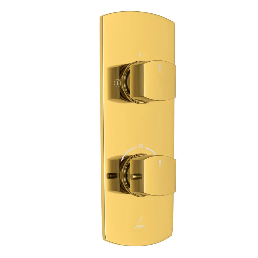 Jaquar Gold Bright PVD Kubix Aquamax 2 Outlet Thermostatic Shower Mixer