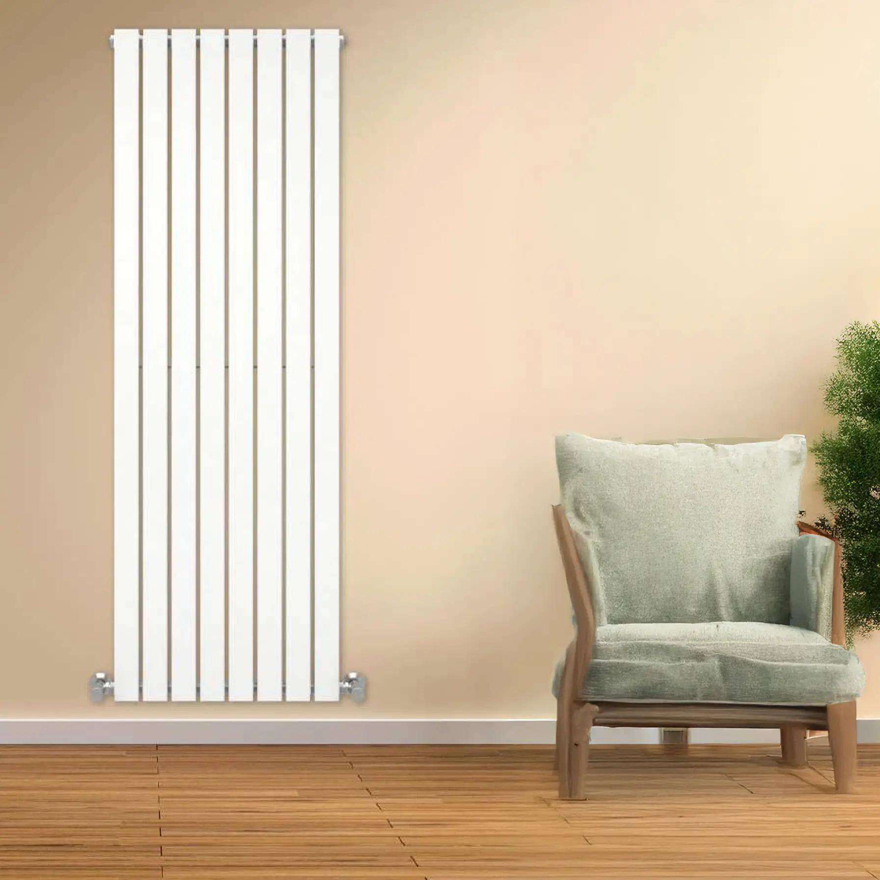 White Venice Double Designer Vertical Column Radiator 1500mm x 250mm