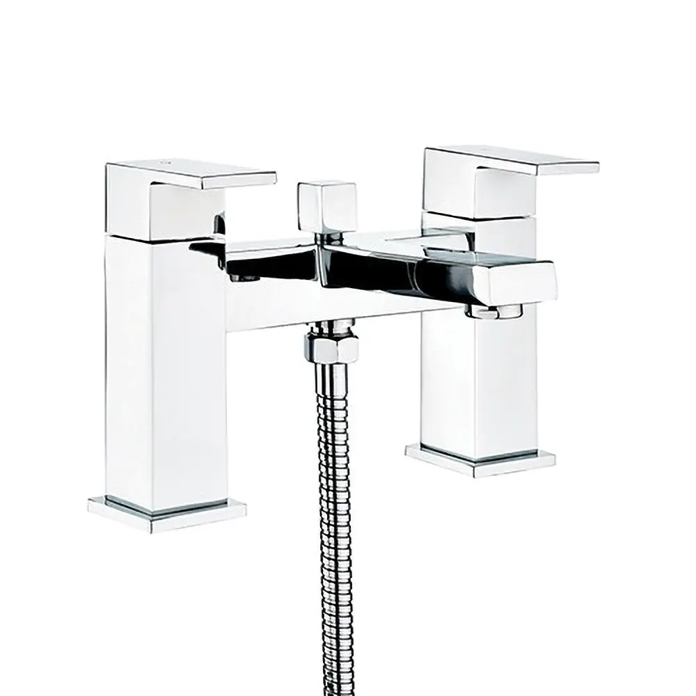 Tuscany Dual Lever H Type Deck Mounted Bath Shower Mixer With Kit Chrome Plated