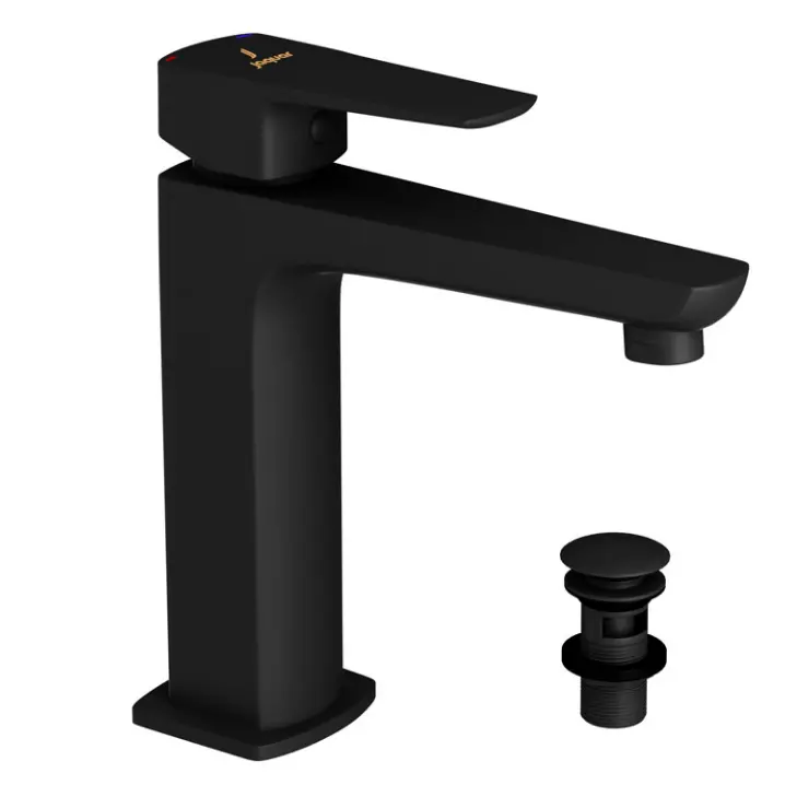 Jaquar Kubix Prime Black Matt Mono Basin Mixer Includes Compatible click clack waste