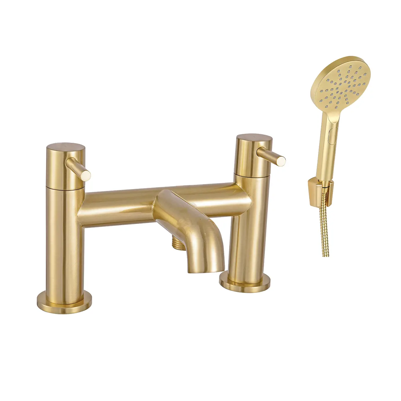 Treviso Dual Lever H Type Bath Filler and Shower Mixer With Kit Brushed Gold