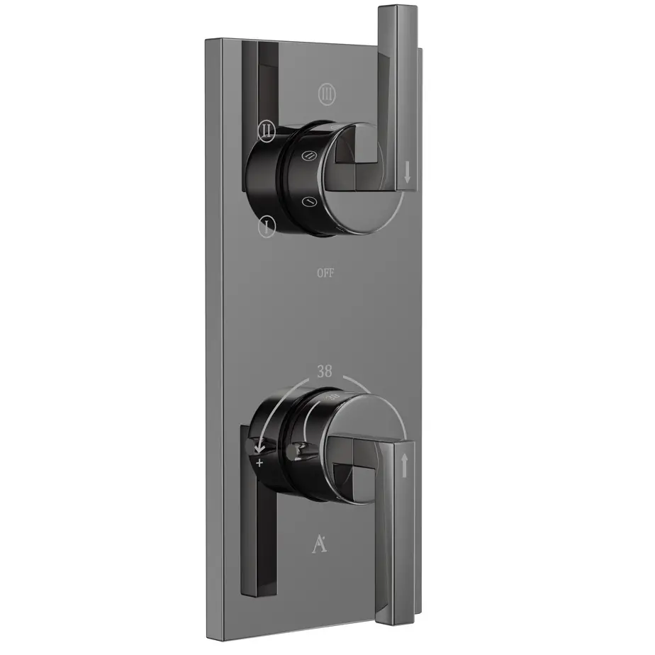 Artize Black Chrome  Linea Thermostatic shower valve with 5-way outlets