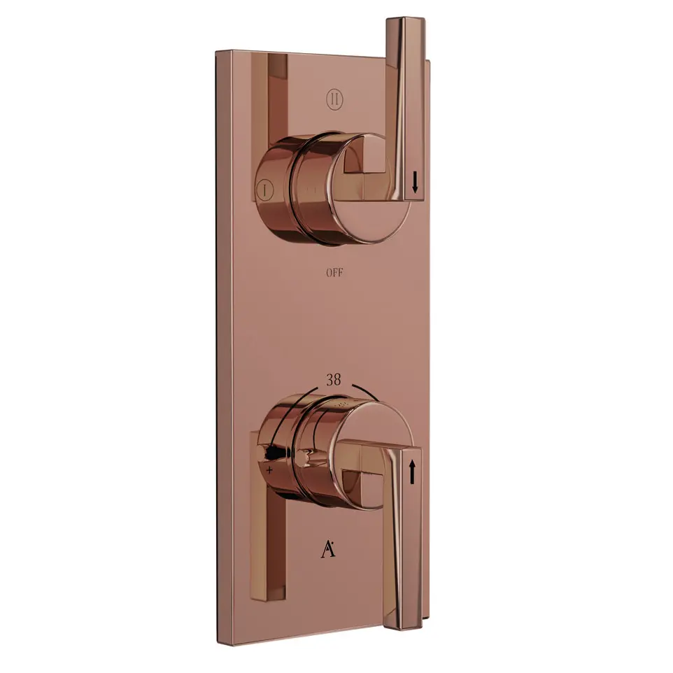 Artize Blush Gold PVD Linea Thermostatic shower valve with 3-way outlets
