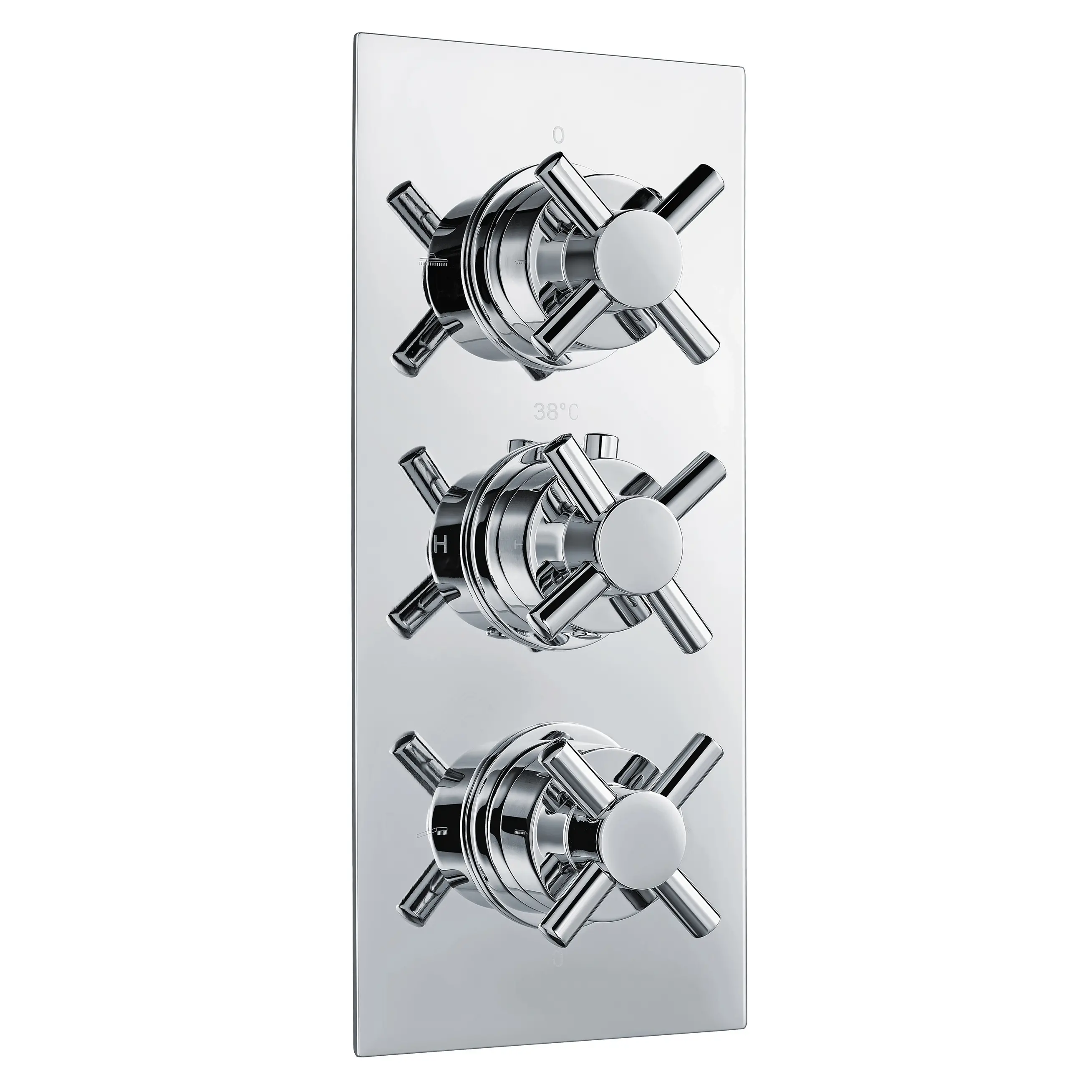 Cross Thermostatic Concealed Shower Mixer Three Outlet 3 Knobs Chrome Plated