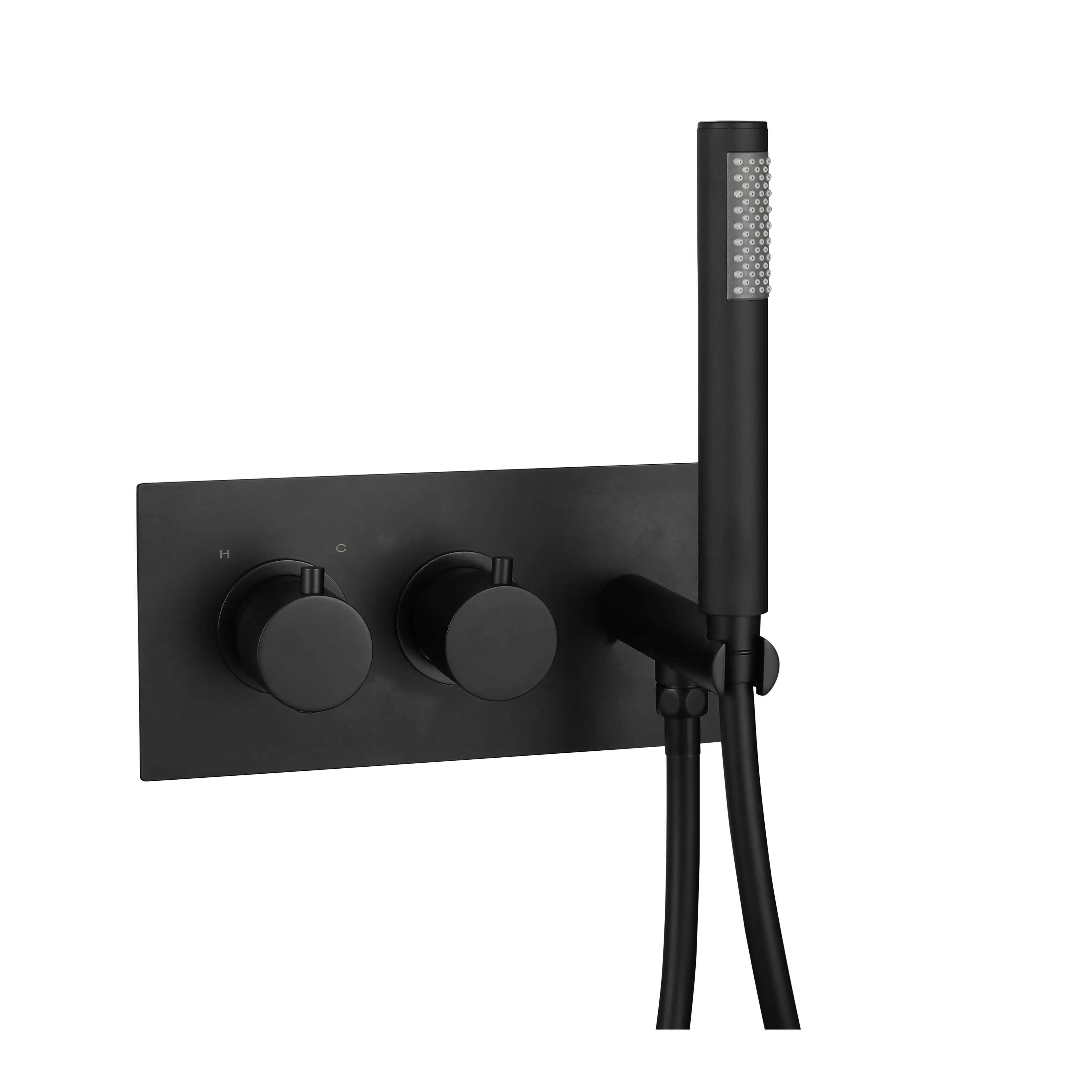Treviso Thermostatic concealed Shower mixer with kit 2 outlets Black Matt