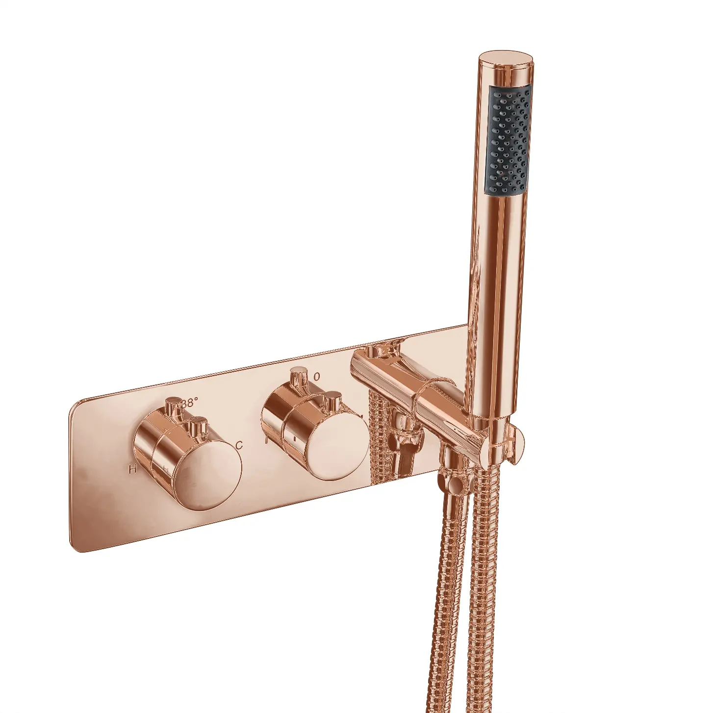 Treviso Thermostatic concealed Shower mixer with kit 2 outlets Brushed Rose Gold