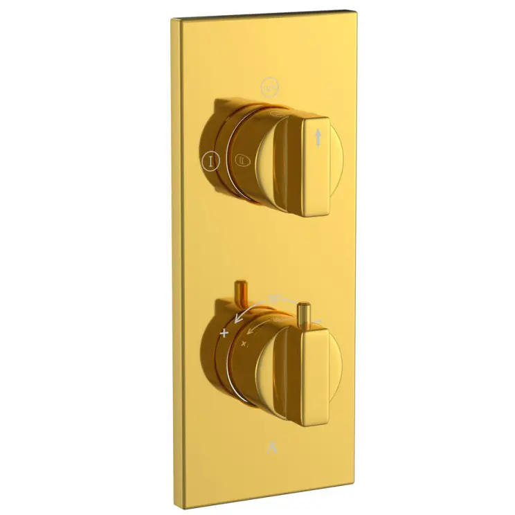 Artize Gold Bright PVD Thermatik-R Thermostatic shower valve with 2-way outlets Image 0