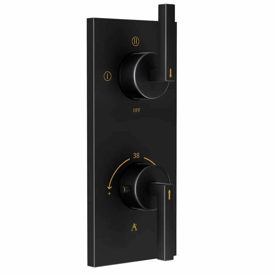 Artize Black Matt Linea Thermostatic shower valve with 3-way outlets