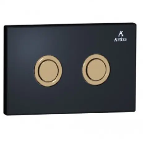 Artize Rose Gold Cilica Pneumatic Black Glass Control Toilet Flush Plates