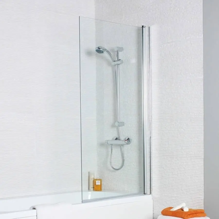 Koncept Straight Square 780 x 1400mm Chrome 6mm Bath Shower Screen