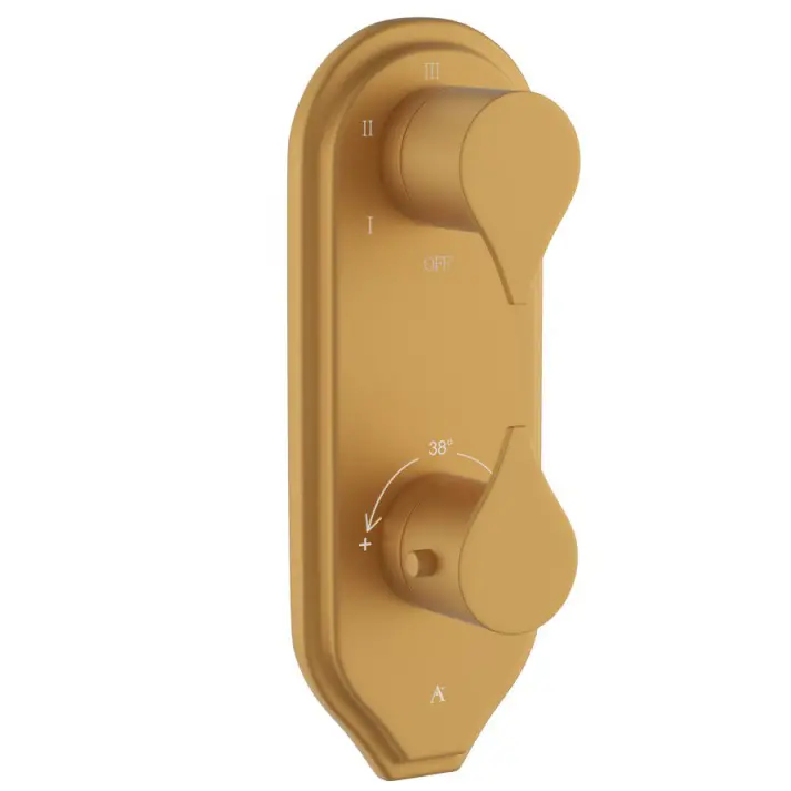 Artize Gold Matt PVD Tiaara Thermostatic shower valve with 5-way outlets