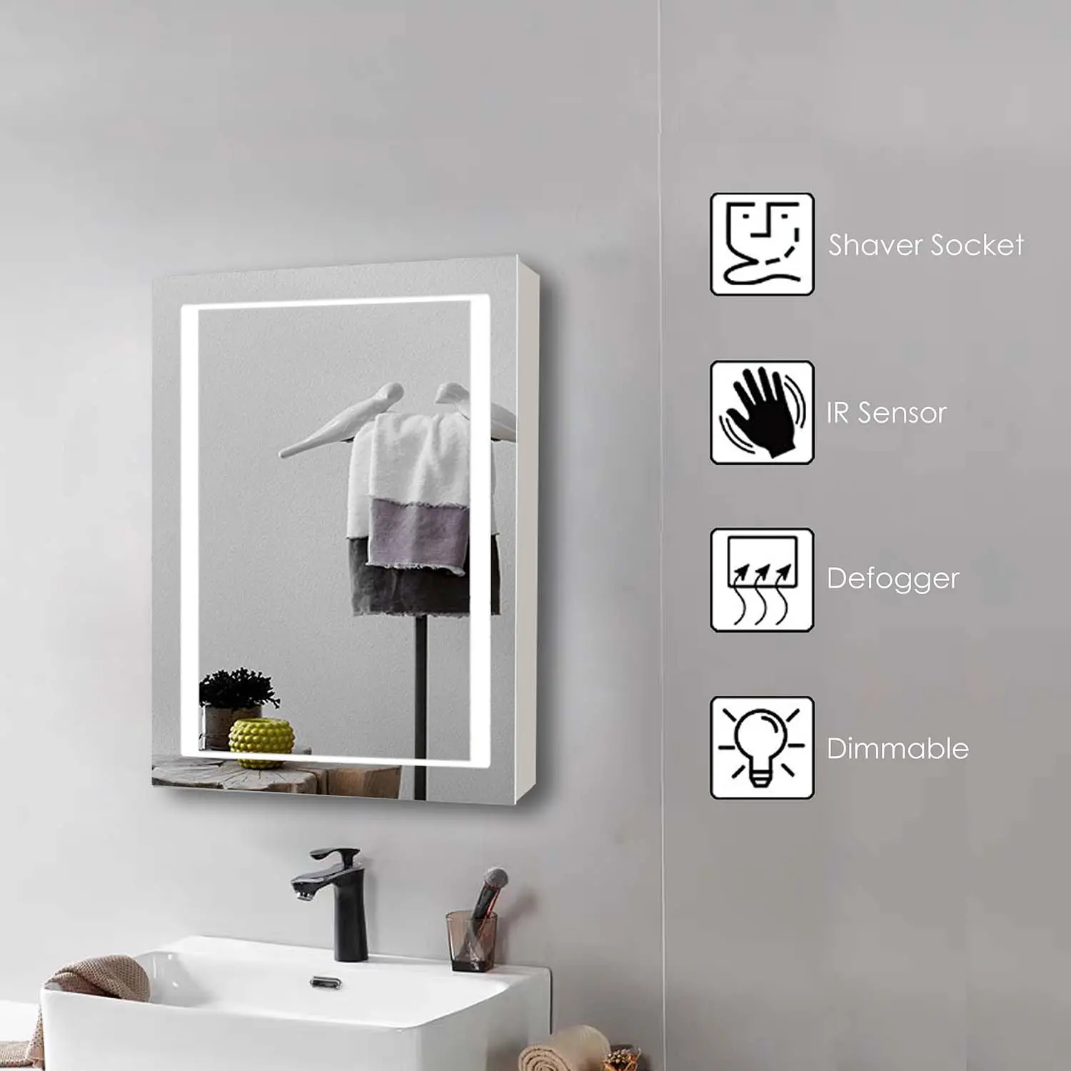 Shine Led Mirror Cabinet Single door 500