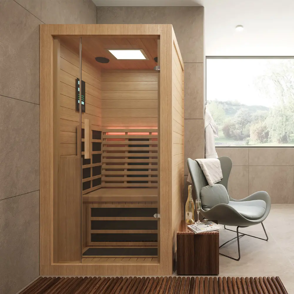 Jaquar Solo One Sauna Hemlock,LED CLR LGT Infrared Heater
