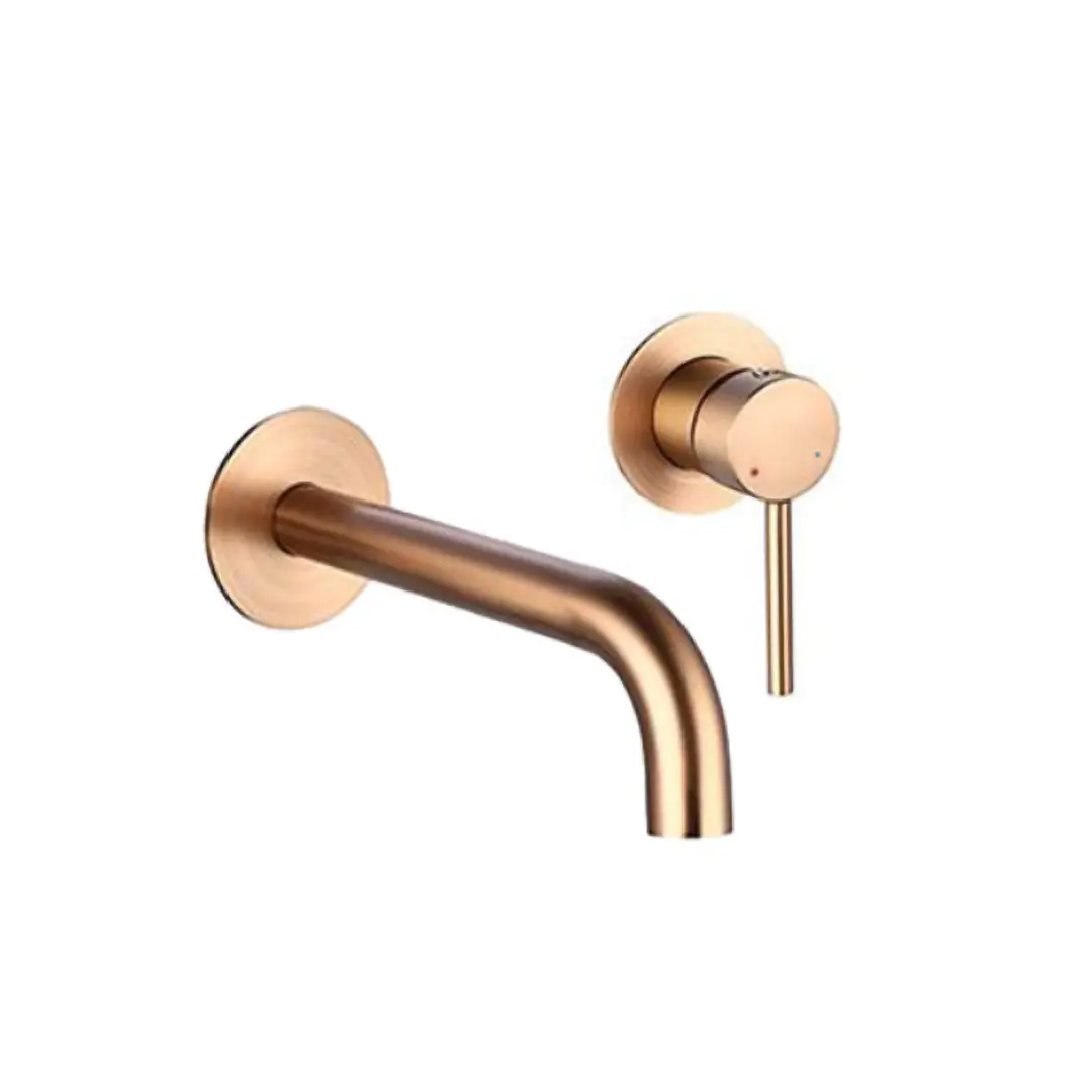 Treviso Single Lever Wall Mounted Basin Mixer Brushed Rose Gold