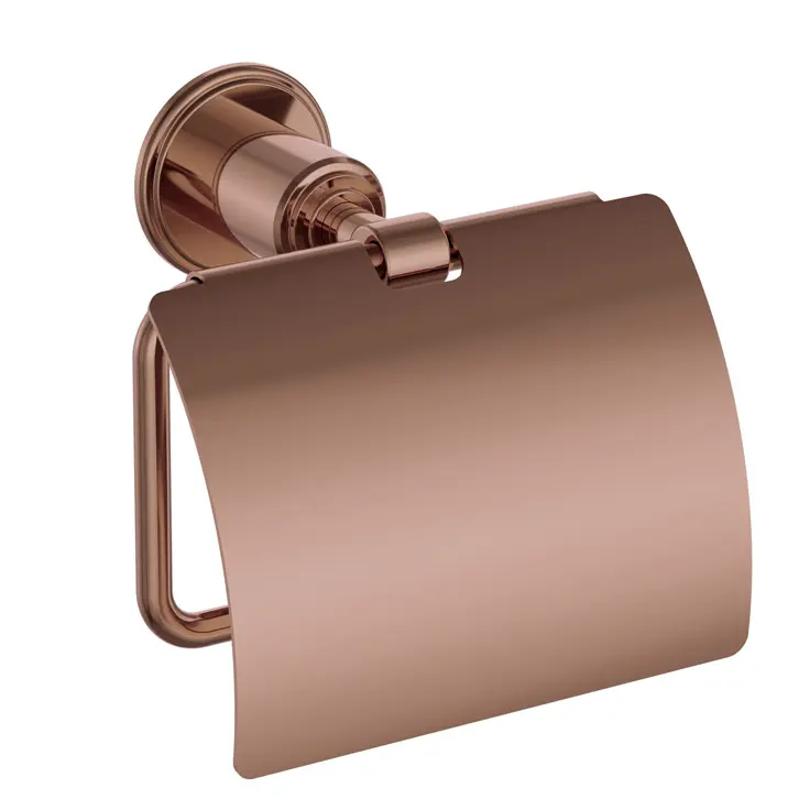 Artize Blush Gold PVD VIC Toilet Roll Holder with Flap
