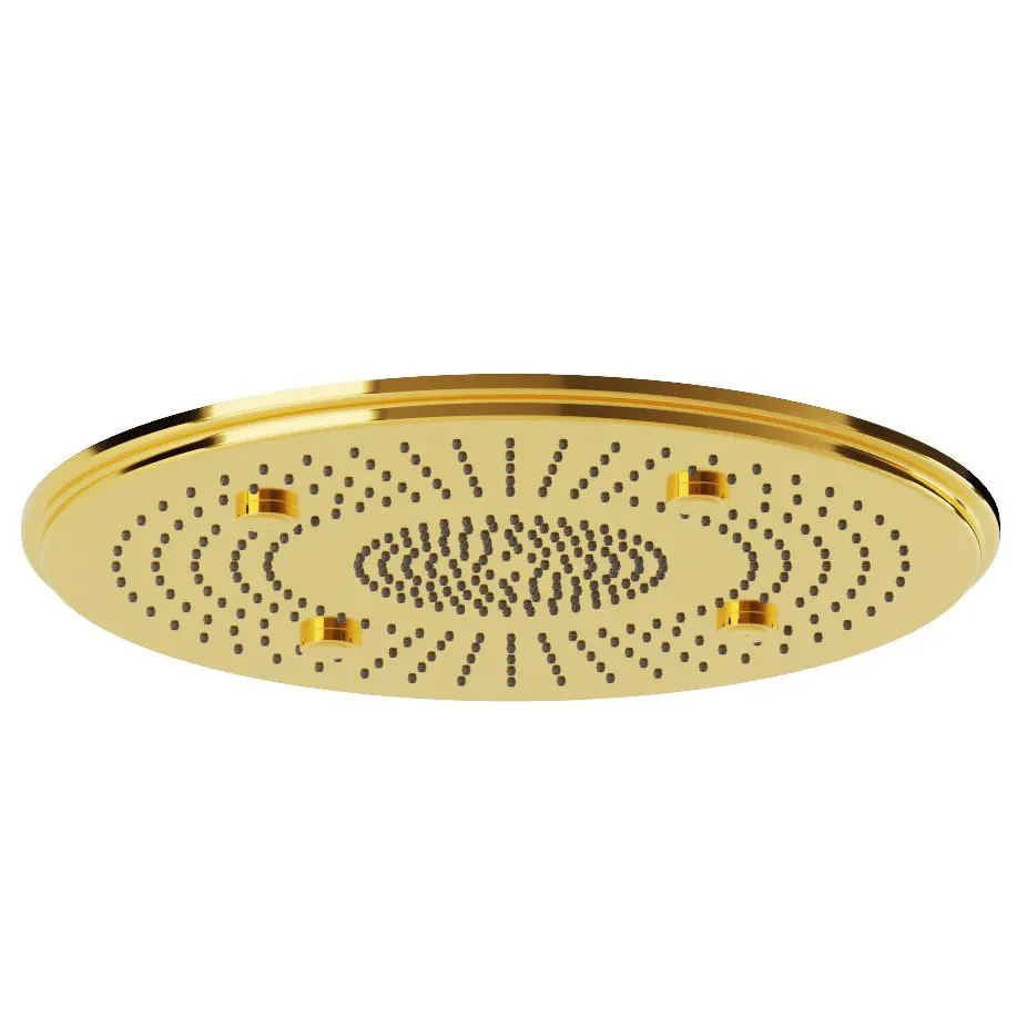 Artize Gold Bright PVD Vic Rainjoy Shower 500mm  AISI 304 stainless steel 3-functions: Rain, Intense & 4 X Mist