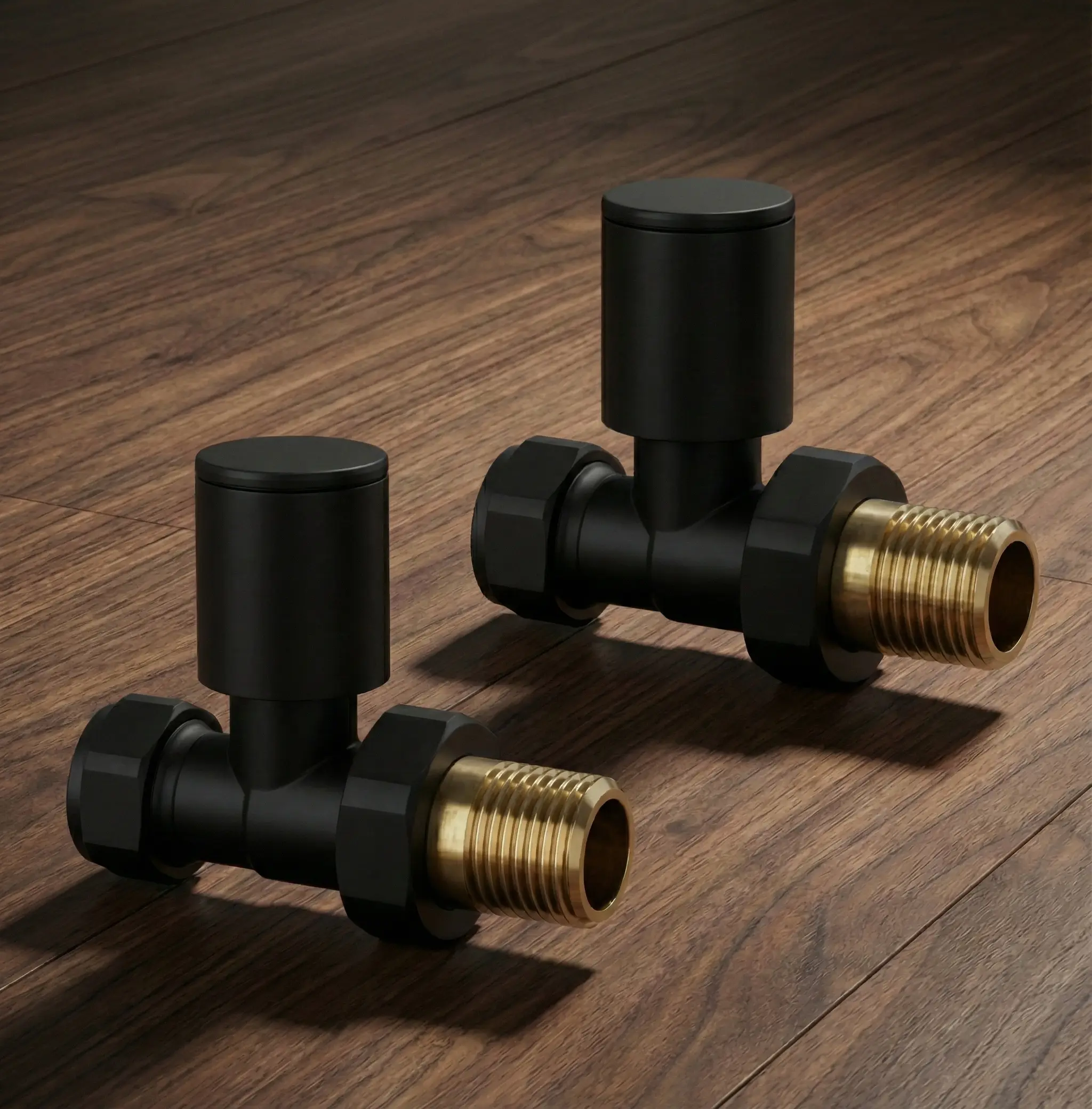 Straight Black Manual Radiator Valves