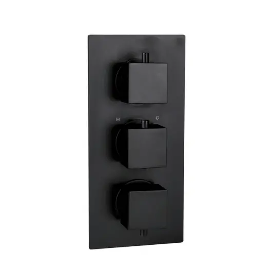 Messina Thermostatic Concealed Shower Mixer Three Outlet Square Black Matt