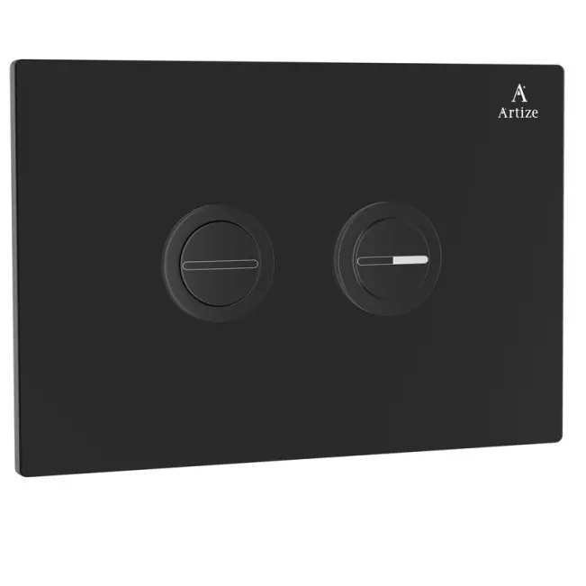 Artize Black Matt Cilica Pneumatic Black Glass Control Toilet Flush Plates Image 0