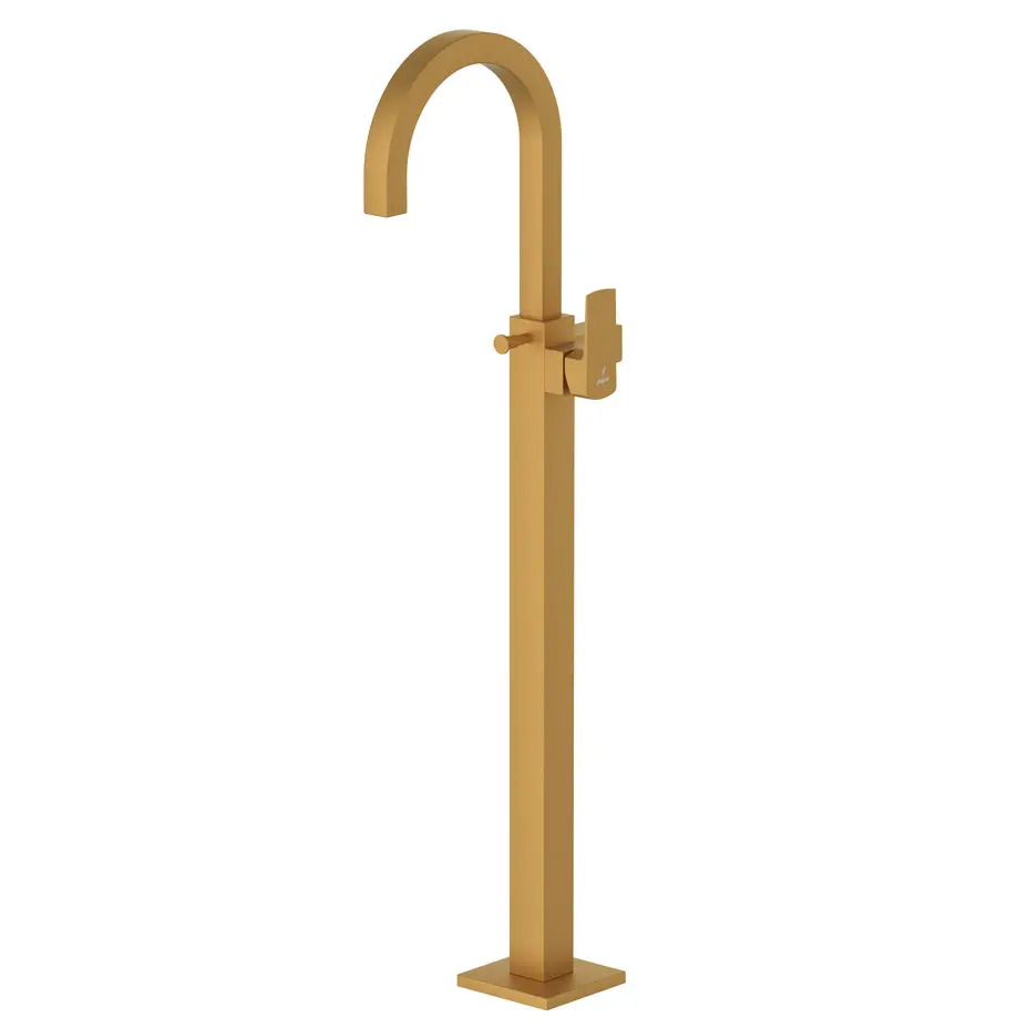 Jaquar Kubix Gold Matt PVD Prime Exposed Parts of Floor Mounted Single Lever Bath Mixer
