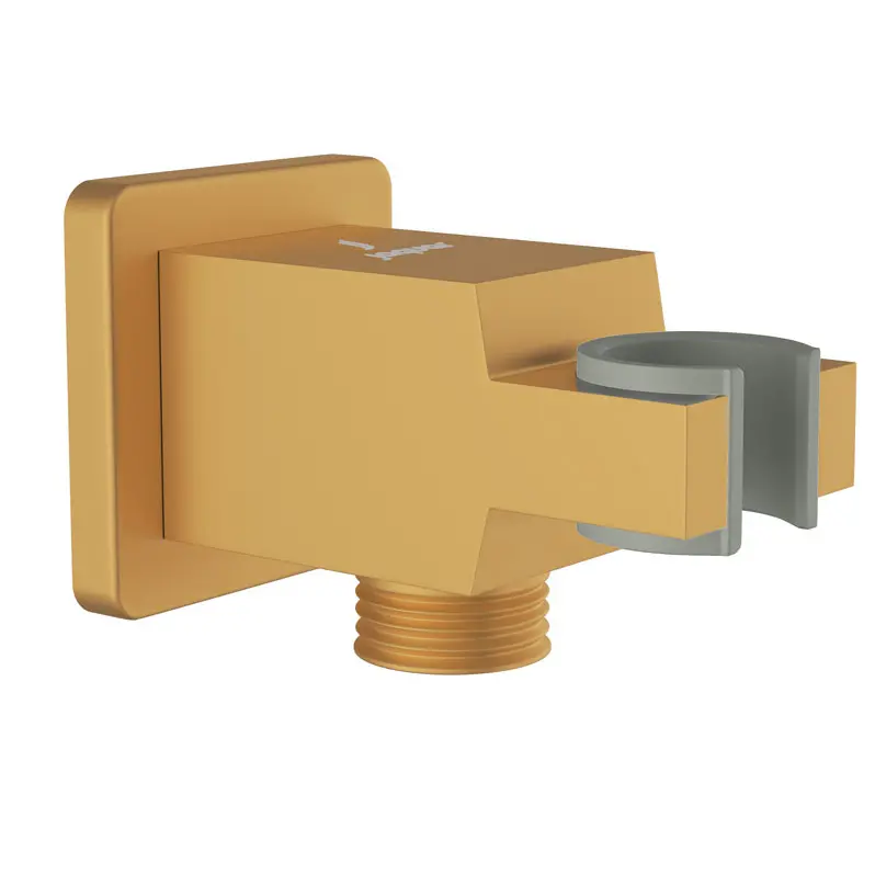 Jaquar Gold Matt PVD Kubix Prime Wall Outlet with Handset Holder