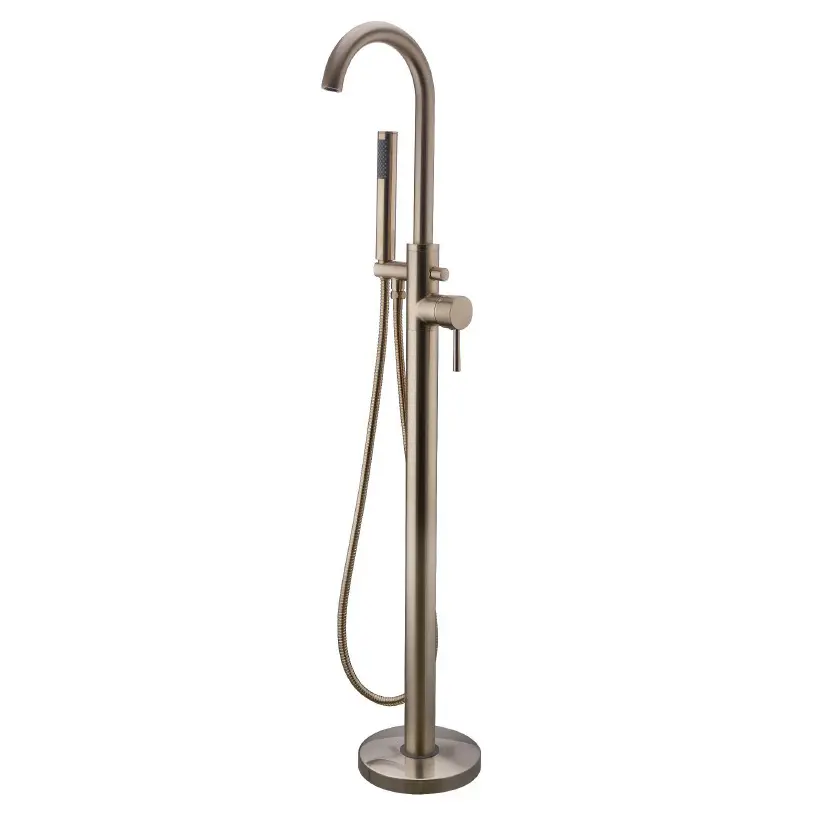 Ottone Brushed brass Freestanding Bath Shower Mixer Tap