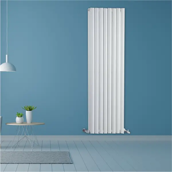 White Milan Double Designer Vertical Column Radiator 1800mm x 472mm Image 0