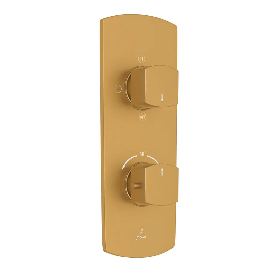 Jaquar Gold Matt PVD Kubix Prime Aquamax 3 Outlet Thermostatic Shower Mixer