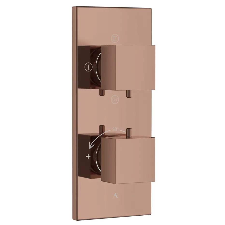 Artize Blush Gold PVD Thermatik-S in-wall thermostatic shower valve with 3-way outlets