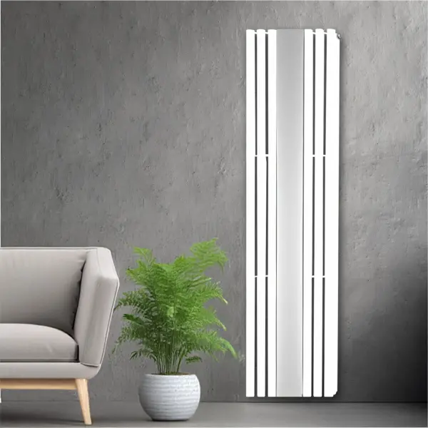 White Rio Double Designer Vertical Column with Mirror Radiator 618mm x 1800mm