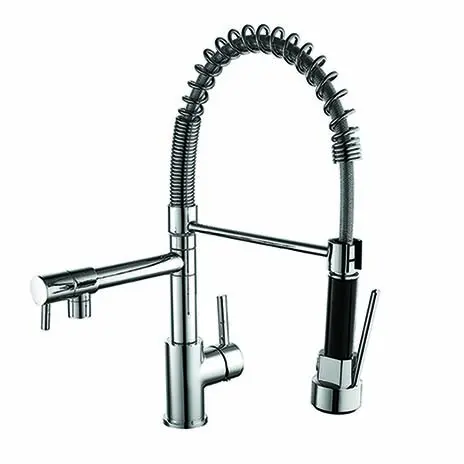 Dual Spout Chrome Kitchen Mixer Tap W/Pull Out