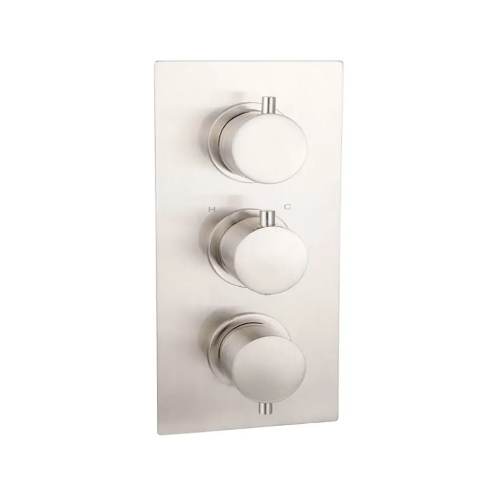 Treviso Thermostatic Concealed Shower Mixer Three Knobs Two Outlet Brushed Nickel
