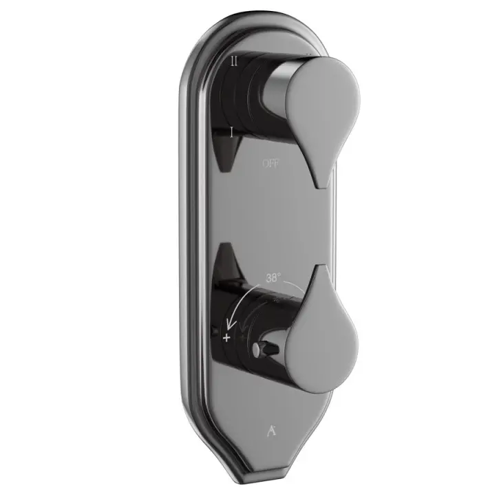 Artize Black Chrome Tiaara Thermostatic shower valve with 4-way outlets Image 0