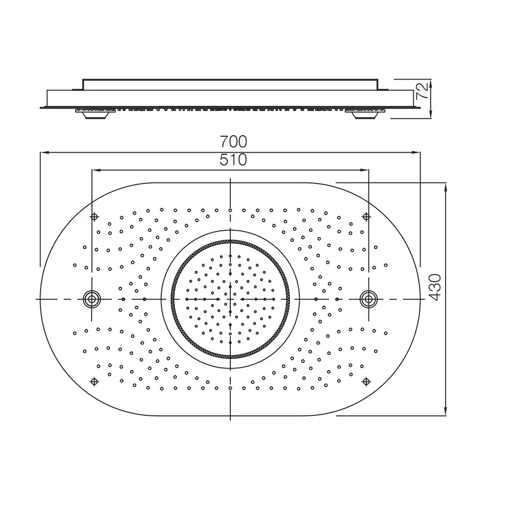 Artize Black Chrome Rainjoy Plus + Shower 704X434mm AISI 304 stainless steel with RGB LED lights remote control
