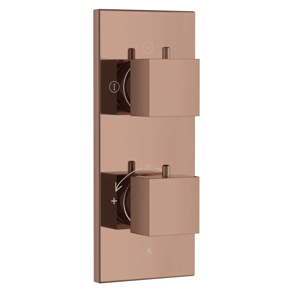 Artize Blush Gold PVD Thermatik-S in-wall thermostatic shower valve with 2-way outlets