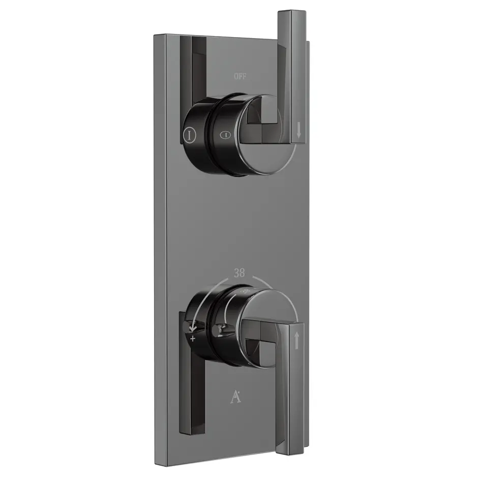 Artize Black Chrome Linea Thermostatic shower valve with 2-way outlets Image 0